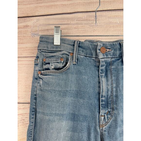 Mother Denim High Waisted Looker Ankle Fray Jeans Women's 26 Blue Destroyed - Picture 5 of 15